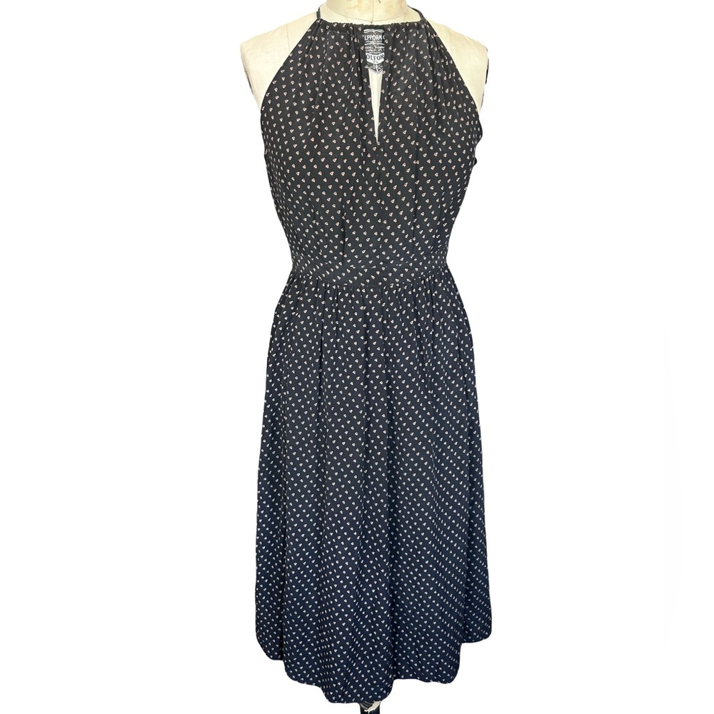 No. 6 Silk Halter Midi Dress Black Heart Pattern
